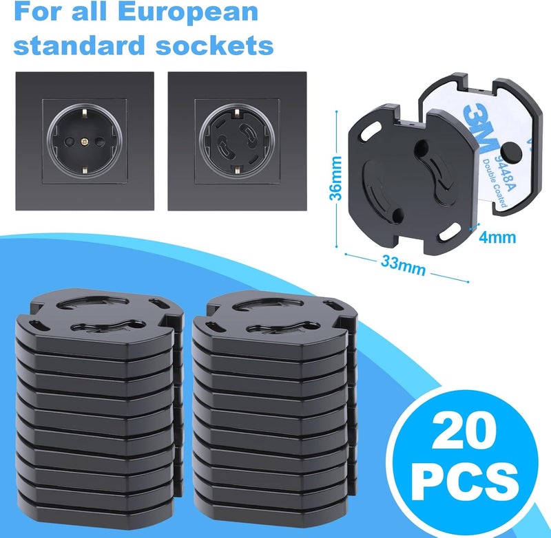 REDTRON Socket Fuse with Twist Mechanism, Pack of 20 Sockets, Child Safety Sockets, Socket Fuses for Babies and Children, Socket Protection, Black - Image 5