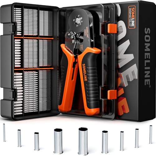 SOMELINE NonInsulated Ferrule Crimping Tool KitSelfAdjusting Crimping Pliers for wire ferrules AWG 248with 9 Sizes NonInsulated Wire FerrulesSquare Crimping Pliers Crimp Connector Kit - Image 1