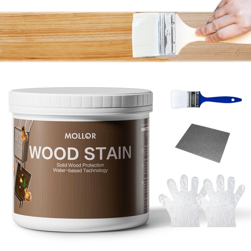 MOLLOR Wood Stain 16 Oz Water Based Wood Stain and Sealer in One No Priming No Top Coat Required Fast DryingLow OdorNonToxic Perfect for Indoor and Outdoor Furniture Transparent with Tools - Image 2