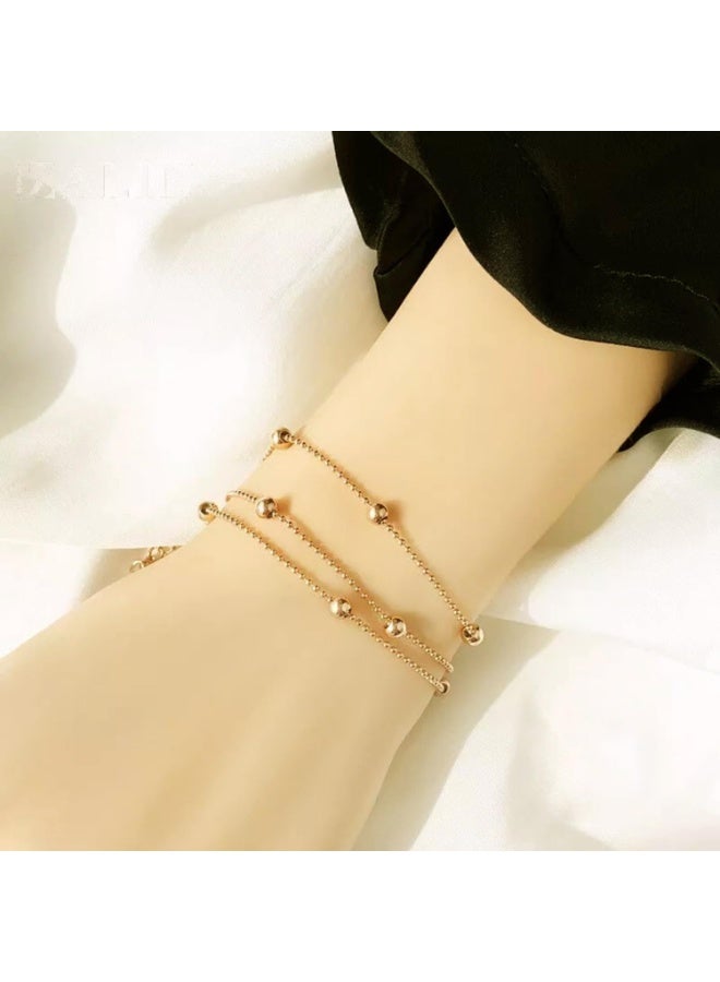 Julia Store 18K Gold Plated Stainless Steel Dainty Boho Beach Adjustable Beaded Satellite Link Waterproof No Tarnish Hypoallergenic Bracelet for Women Jewelry Gift - Image 4