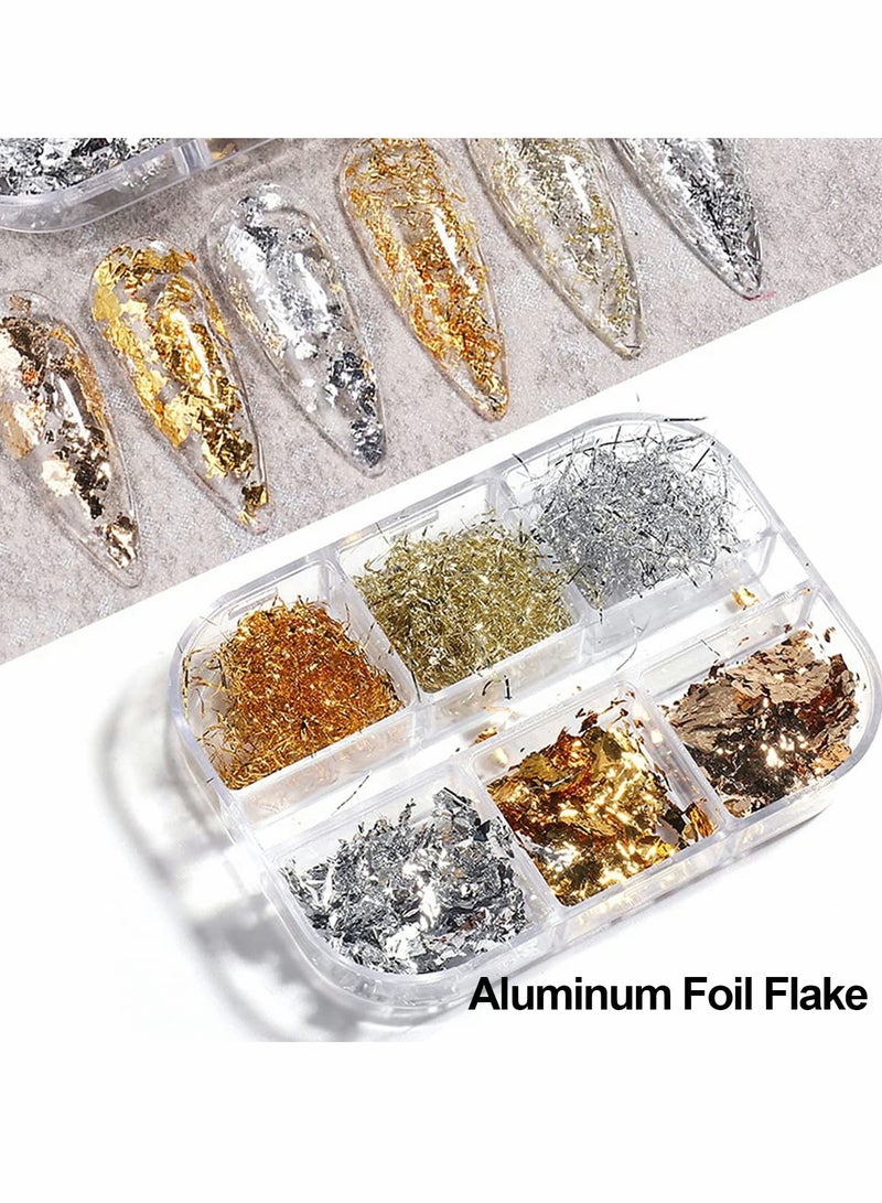6 Colors Nail Art Foil Flakes, Mixed Glitter Chip for DIY Nail Design - Nail Decals for Makeup, Nail Art, and Grafting - Image 3