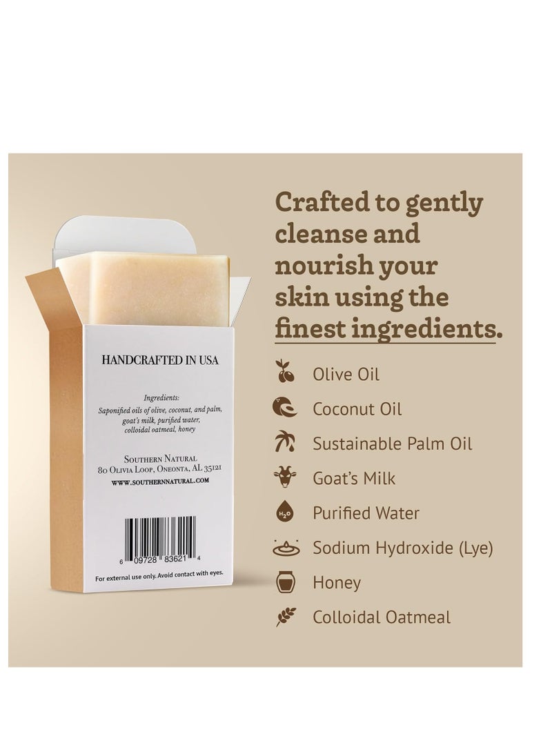 southern natural Oatmeal Soap Bar - 3 Pack - Unscented Goat Milk Soap For Dry, Sensitive Skin. Natural, Handmade Soap For Men, Women Kids & Baby. Fragrance Free (Each Bar 4-4.5 oz)  - Image 4