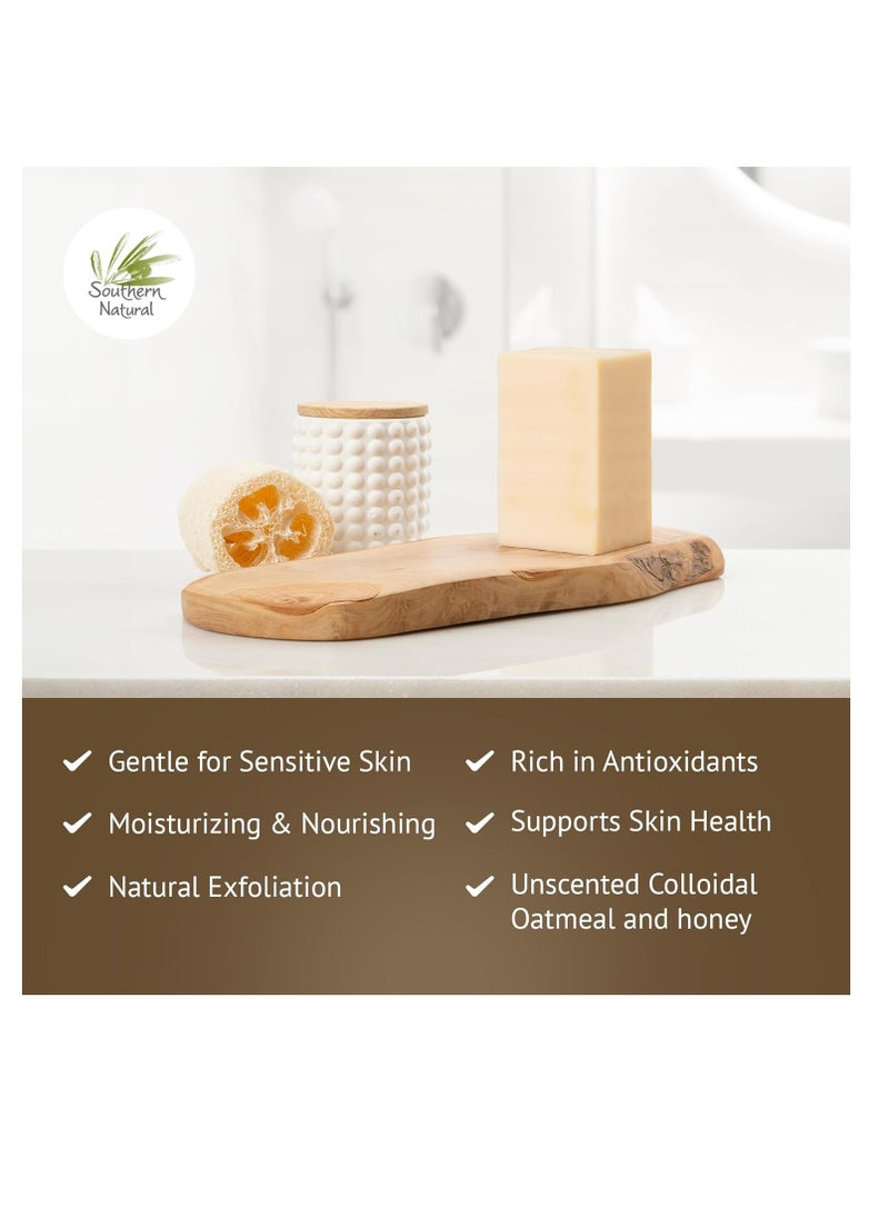 southern natural Oatmeal Soap Bar - 3 Pack - Unscented Goat Milk Soap For Dry, Sensitive Skin. Natural, Handmade Soap For Men, Women Kids & Baby. Fragrance Free (Each Bar 4-4.5 oz)  - Image 2