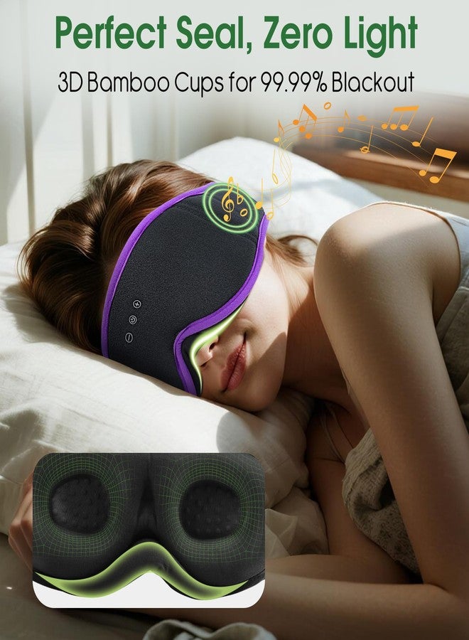 LC-dolida 2 Pack Bluetooth Sleep Mask, Bamboo Cotton 3D Blackout Contoured Bluetooth Sleep Headphones, Sleeping Eye Mask with 5.4 Bluetooth Headphones, Eye Sleep Mask for Side Sleepers, Black - Image 5