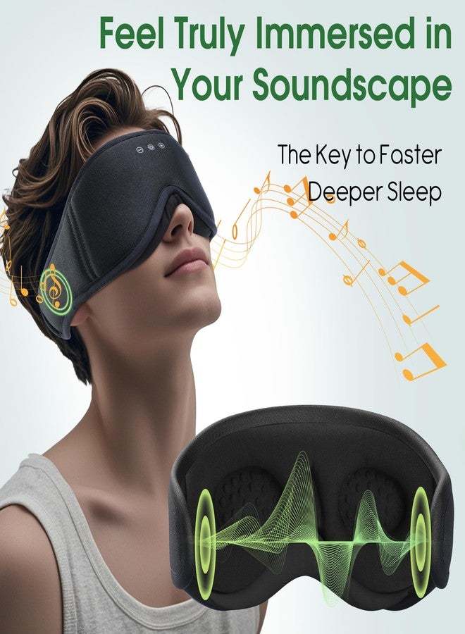LC-dolida 2 Pack Bluetooth Sleep Mask, Bamboo Cotton 3D Blackout Contoured Bluetooth Sleep Headphones, Sleeping Eye Mask with 5.4 Bluetooth Headphones, Eye Sleep Mask for Side Sleepers, Black - Image 4