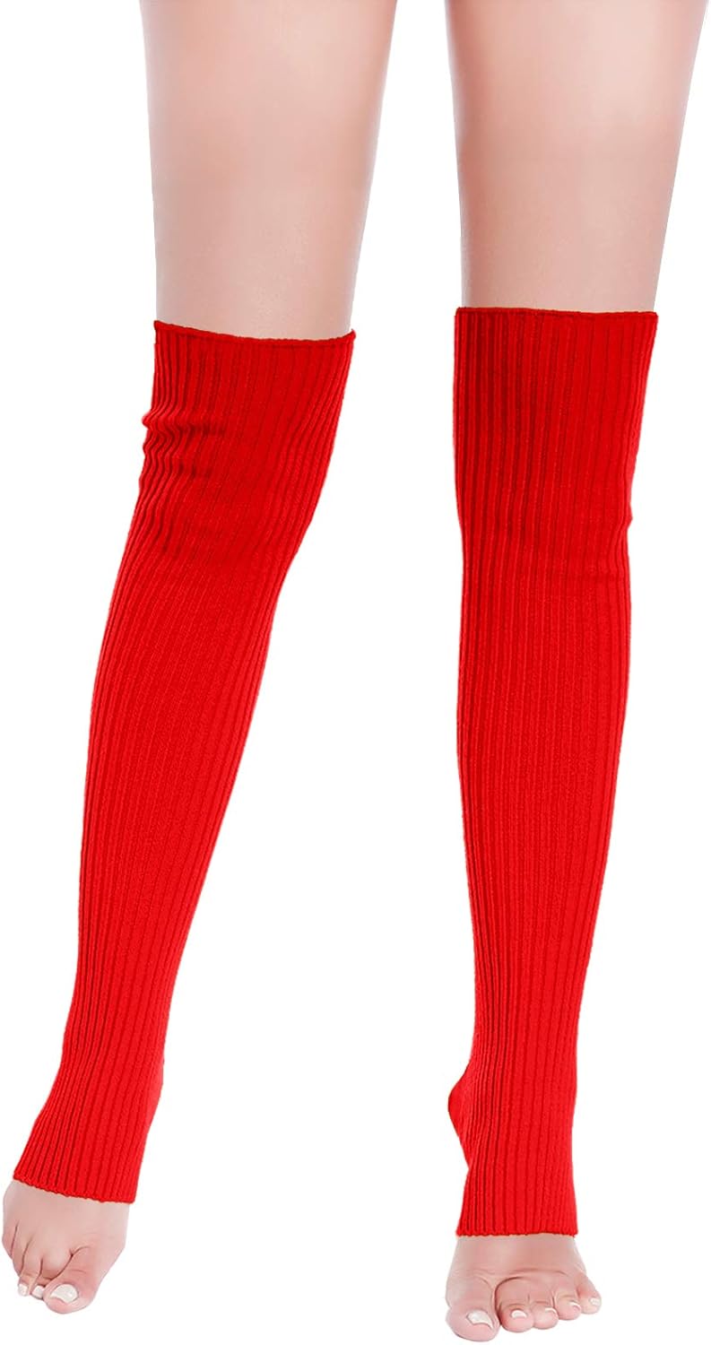 v28 Women Warm Leg Warmers 80s Retro Party Costume Knit Ballet Neon Long Socks - Image 2