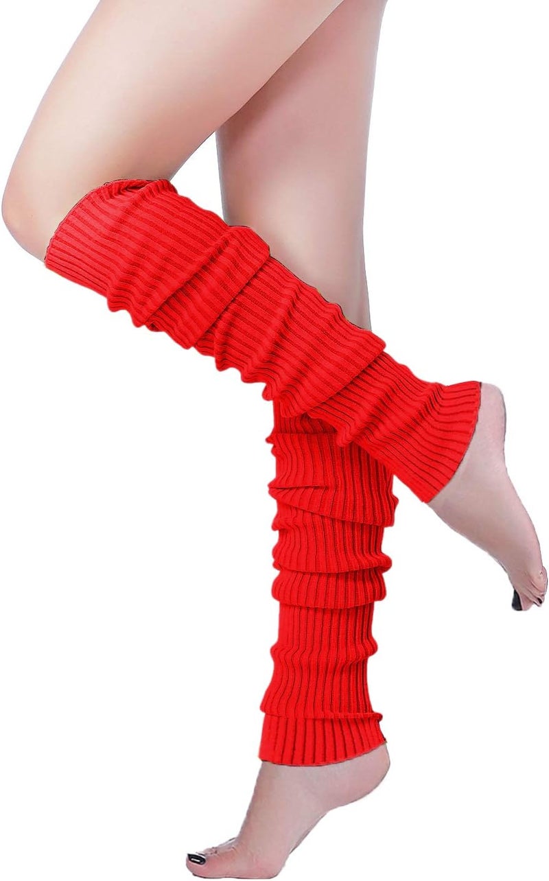 v28 Women Warm Leg Warmers 80s Retro Party Costume Knit Ballet Neon Long Socks - Image 1