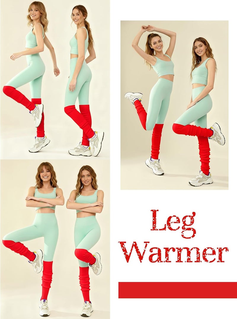 v28 Women Warm Leg Warmers 80s Retro Party Costume Knit Ballet Neon Long Socks - Image 4