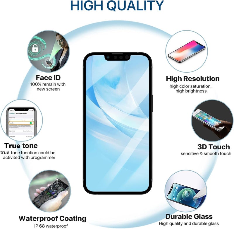 FFtopu iPhone 13 Screen Replacement Kit 6.1" LCD Display 3D Touch Full HD Digitizer Full Assembly Repair Kits Screen Protector for A2633 A2482 A2631 A2634 A2635 (not for 13 mini,Pro,Promax) - Image 3