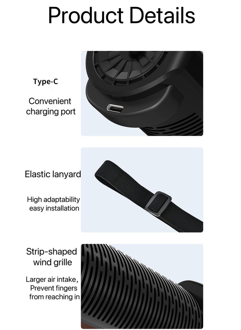 Generic USB Powered Leather Car Fans with Adjustable Strap,Portable Car Seat Fan for Front Rear Seat Passenger with 3 Speeds Strong Wind,Cooling Air Fan for SUV, RV, Office Seats Black  - Image 4