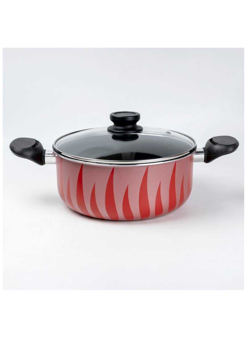 Wilson Red & Black Flame Design Nonstick Cookware Sets, 7 Pcs Pots and Pans Set Kitchen Cooking Set, Compatible with All Stovetops - Image 5