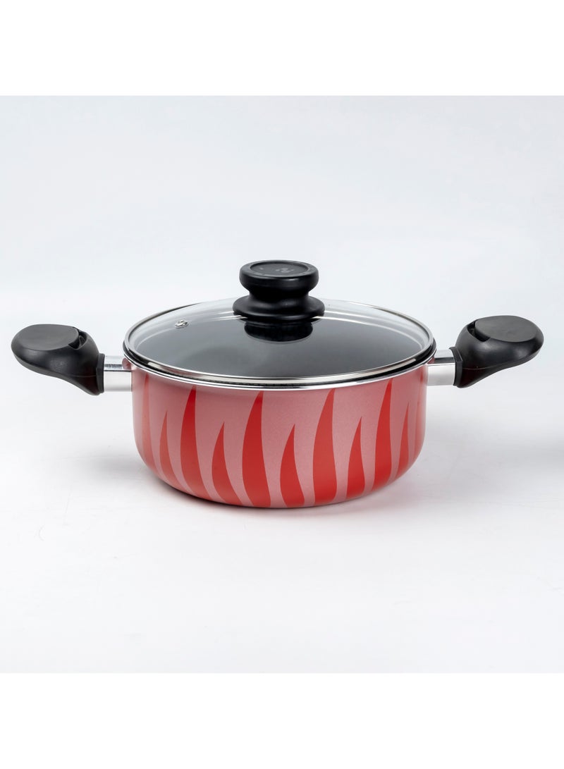 Wilson Red & Black Flame Design Nonstick Cookware Sets, 7 Pcs Pots and Pans Set Kitchen Cooking Set, Compatible with All Stovetops - Image 4