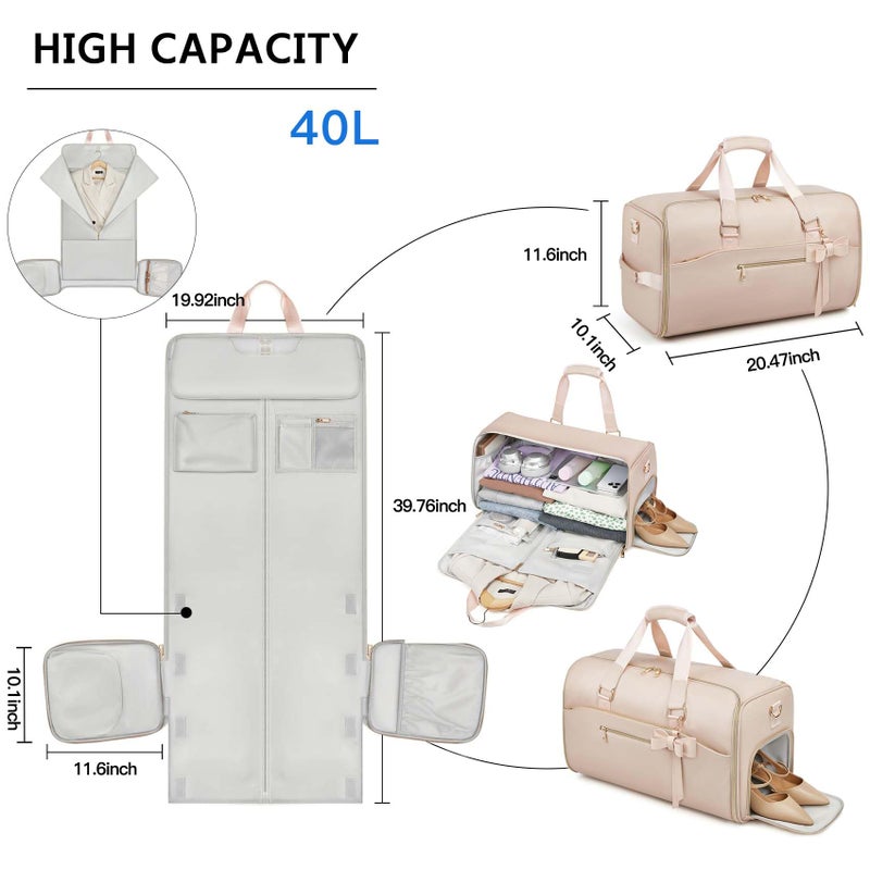 Moulyan Garment Duffle Bags for Travel,Moulyan Convertible Garment Bag with Shoe Compartment,3 in 1 Waterproof Travel Suit Bag with Shoulder Strap for Women - Image 2