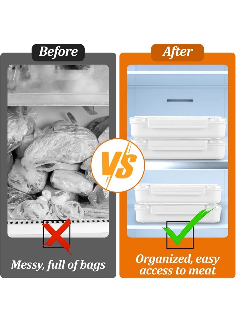 SYOSI Lunch Meat and Cheese Container for Fridge, Two Compartments Deli Meat Storage with Clear Lids, Silicone Sealed Airtight Containers for Cold Cuts, Cheese, 950 ml, 2 Pcs - Image 3