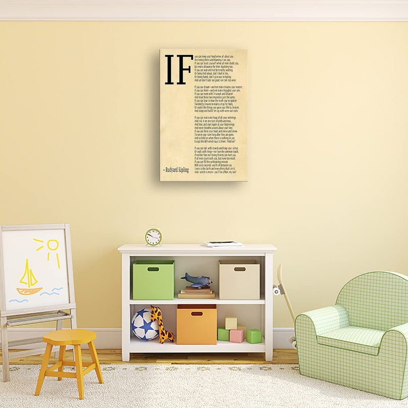 Busmko If Poem Framed Quotes Wall Art Picture Modern Canvas Motivational Posters Vintage Artwork For Bedroom Decor Poetry Gifts Framed (16x24 inch) - Image 4