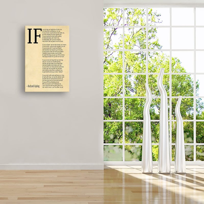 Busmko If Poem Framed Quotes Wall Art Picture Modern Canvas Motivational Posters Vintage Artwork For Bedroom Decor Poetry Gifts Framed (16x24 inch) - Image 3