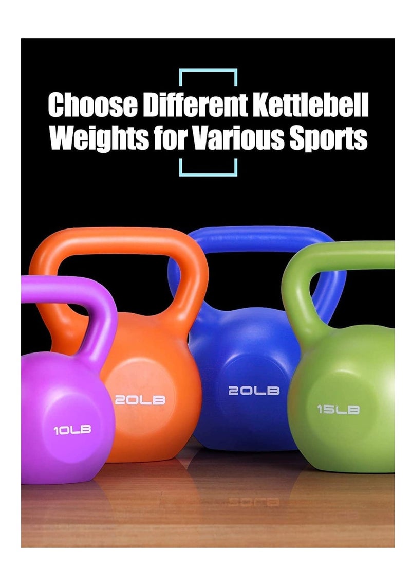 ماستون - Kettlebell للرجال والنساء من الحديد الزهر المطلي بالفينيل لتمارين اللياقة البدنية Kettlebell للمنزل وصالة الألعاب الرياضية (15 رطل أزرق فاتح) - Image 1