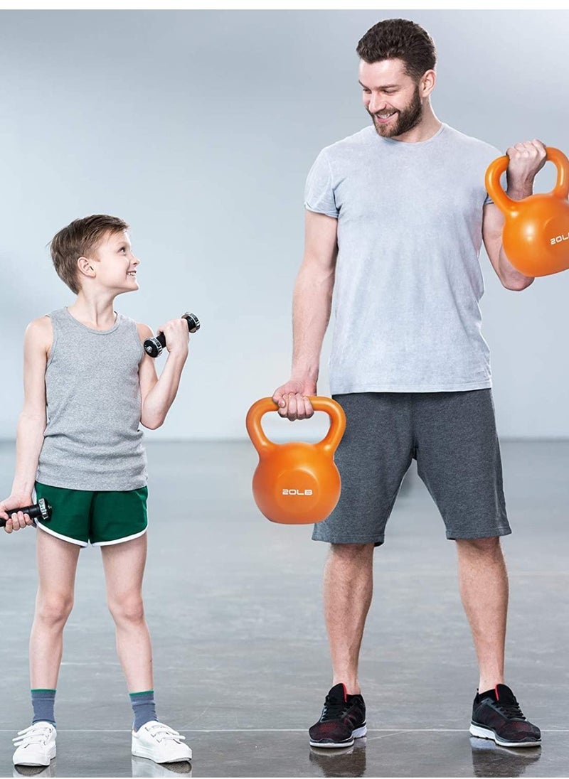 ماستون - Kettlebell للرجال والنساء من الحديد الزهر المطلي بالفينيل لتمارين اللياقة البدنية Kettlebell للمنزل وصالة الألعاب الرياضية (15 رطل أزرق فاتح) - Image 1