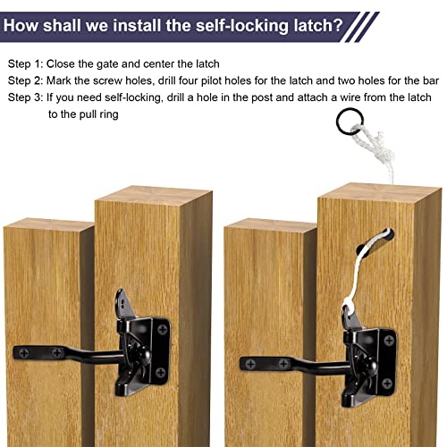 GoldOrcle Anti Sag Gate Kit Heavy Duty No Sag Kit for Wooden Gate Fence with a Gate Latch - Image 5