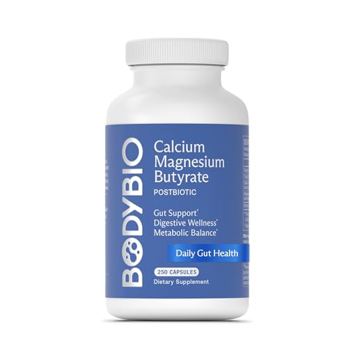 BodyBio Butyrate - Postbiotic for Gut Health, Digestive Support, Bloat, Gas & Constipation Relief, Leaky Gut Repair - Calcium, Magnesium + Butyric Acid Supplement for GI Wellness - Image 1