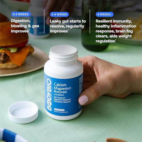 BodyBio Butyrate - Postbiotic for Gut Health, Digestive Support, Bloat, Gas & Constipation Relief, Leaky Gut Repair - Calcium, Magnesium + Butyric Acid Supplement for GI Wellness - Image 5