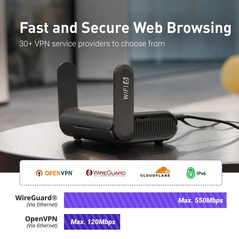 GL.iNet GL-AXT1800(Slate AX) Portable Gigabit Travel Router, Pocket-Sized, Wi-Fi 6, Extender/Repeater for Hotel&Public Network Storage, VPN Client&Server, OpenWrt, Adguard Home, USB3.0, TF Card Slot - Image 2