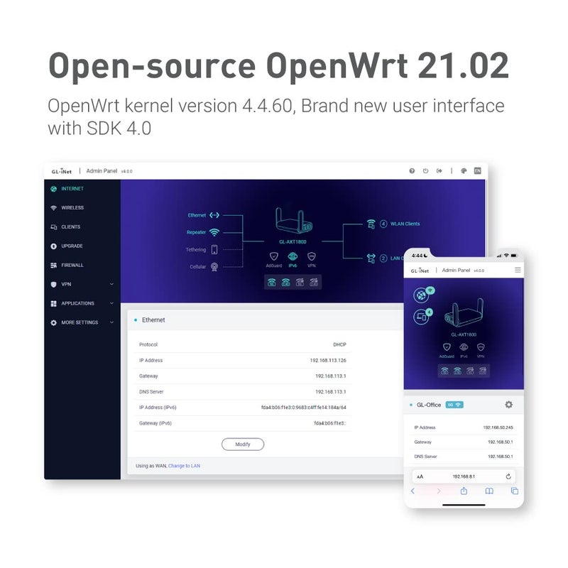 GL.iNet GL-AXT1800(Slate AX) Portable Gigabit Travel Router, Pocket-Sized, Wi-Fi 6, Extender/Repeater for Hotel&Public Network Storage, VPN Client&Server, OpenWrt, Adguard Home, USB3.0, TF Card Slot - Image 5