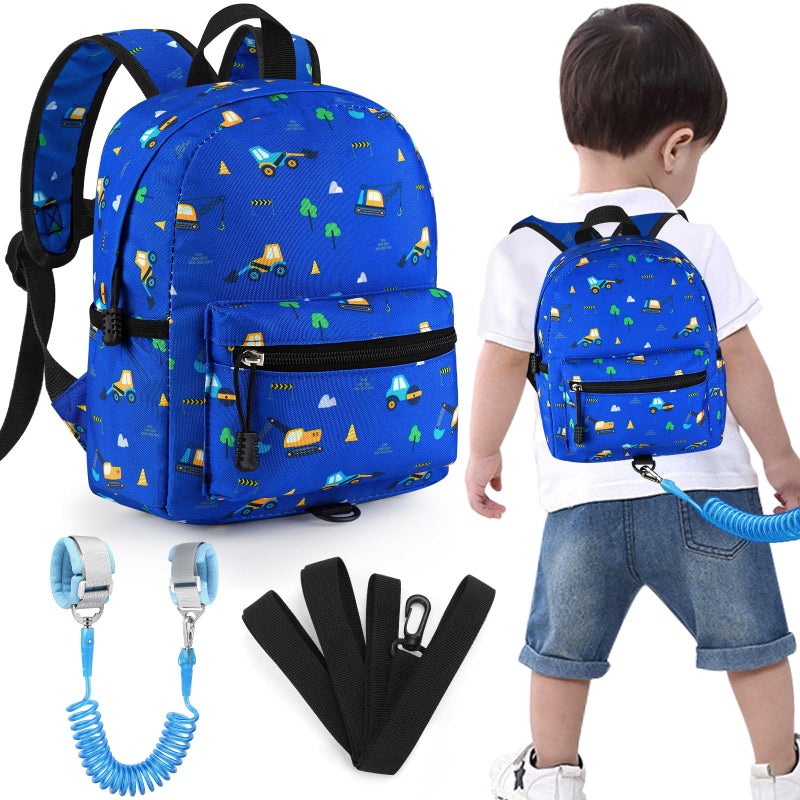 Accmor Toddler Backpack Leash, Mini Child Backpack with Anti Lost Wrist Link, Cute Kids Backpack Leash Walking Harness for Outdoor Travel, Small Excavator Backpack Tether for Baby Boys Girls Ages 1-3 - Image 1