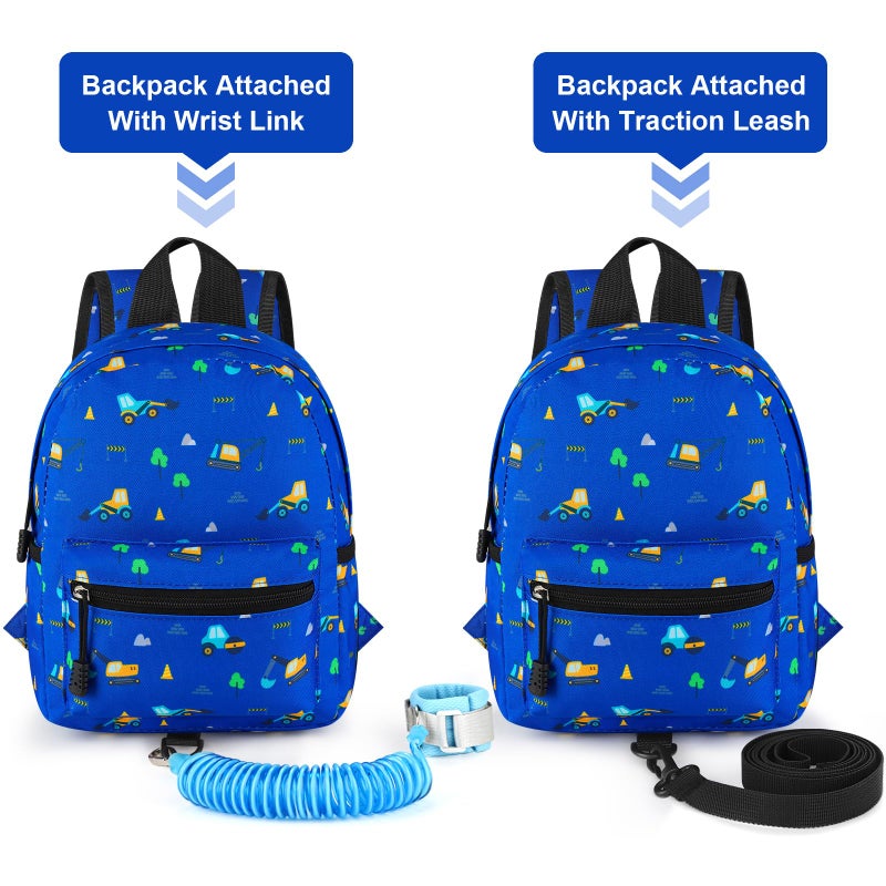 Accmor Toddler Backpack Leash, Mini Child Backpack with Anti Lost Wrist Link, Cute Kids Backpack Leash Walking Harness for Outdoor Travel, Small Excavator Backpack Tether for Baby Boys Girls Ages 1-3 - Image 4