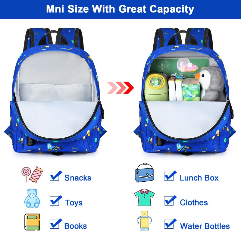 Accmor Toddler Backpack Leash, Mini Child Backpack with Anti Lost Wrist Link, Cute Kids Backpack Leash Walking Harness for Outdoor Travel, Small Excavator Backpack Tether for Baby Boys Girls Ages 1-3 - Image 3