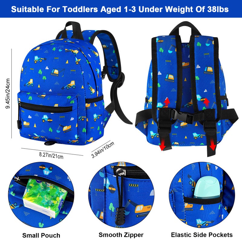 Accmor Toddler Backpack Leash, Mini Child Backpack with Anti Lost Wrist Link, Cute Kids Backpack Leash Walking Harness for Outdoor Travel, Small Excavator Backpack Tether for Baby Boys Girls Ages 1-3 - Image 2