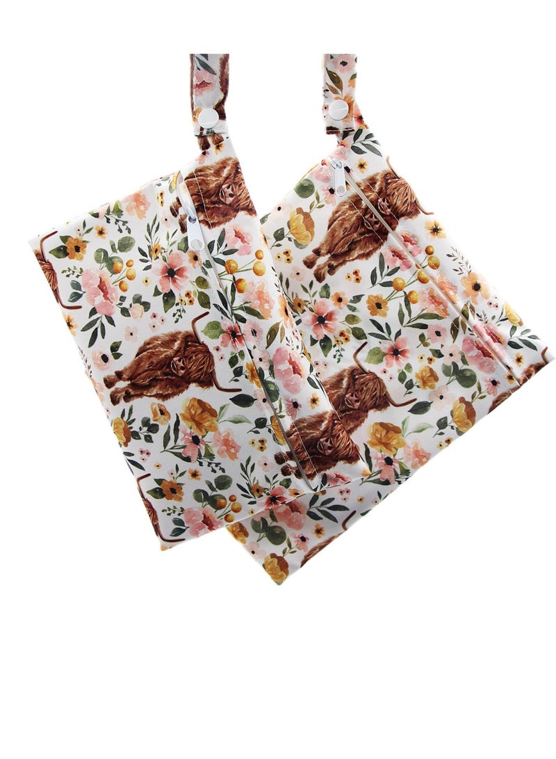 Zikra 2 Pcs Waterproof Wet Dry Bags for Baby, for Baby Diapers And Breast Pump Parts, Waterproof Reusable Wet Bag with Handle, Beach Pool Gym Bag Stroller Yoga Toiletries Organizer, 7.9"*9.8" Or 5.9"*8.9" - Image 3