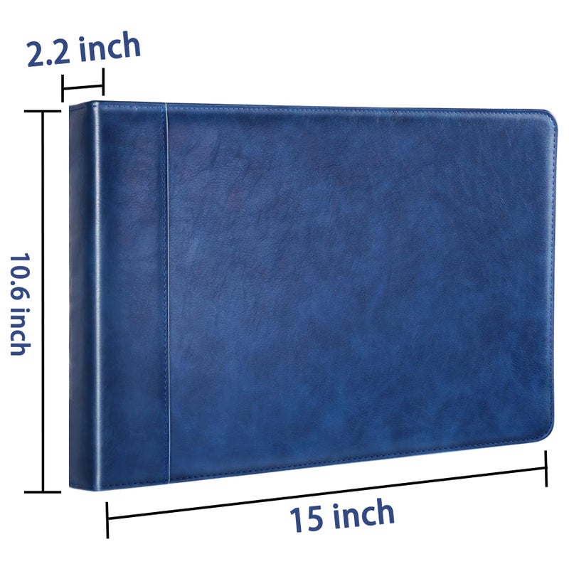 Antner Zippered 7 Ring Business Check Binder Portfolio for 3-Up Business Size Checks, PU Leather 7 Ring Checkbook Binder 600 Checks Capacity for 9" x 13" Sheets, Built-in Storage Organizer, Navy Blue - Image 2