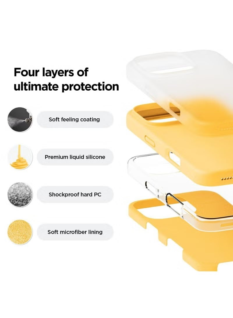 ACLIX Silicone Case Compatible with iPhone 16 Pro Max, Slim Liquid Silicone Phone Case with 3-Layer Soft Rubber Shockproof TPU Lining (Yellow) - Image 3