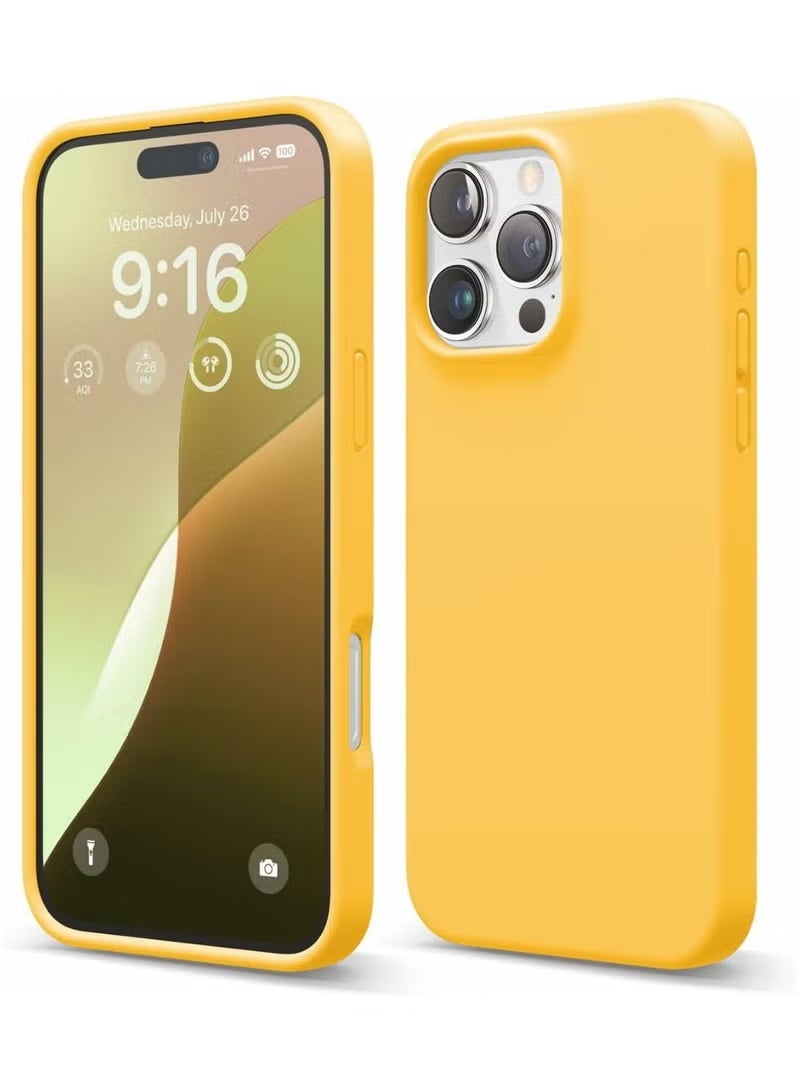 ACLIX Silicone Case Compatible with iPhone 16 Pro Max, Slim Liquid Silicone Phone Case with 3-Layer Soft Rubber Shockproof TPU Lining (Yellow) - Image 1