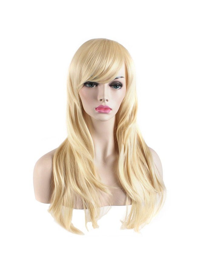 Akstore 28 inch Fashion Wigs Long Wavy Curly Hair Cosplay Wig (Golden) - Image 3