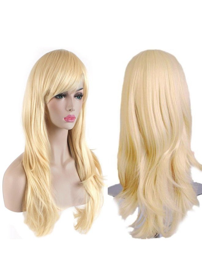 Akstore 28 inch Fashion Wigs Long Wavy Curly Hair Cosplay Wig (Golden) - Image 1