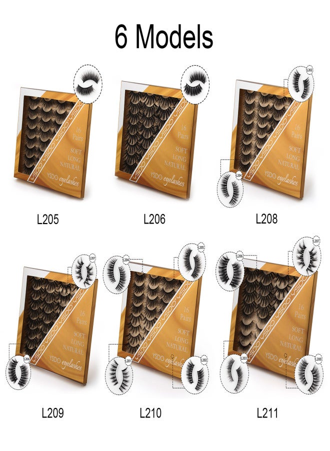 SHIDISHANGPIN 16 Pairs 3D Fake Eyelashes False Eyelashes for Eye Makeup Natural Long Thick Lashes - Image 2