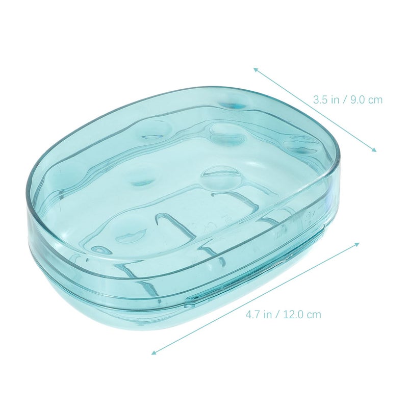 Large Blue Japanese Style Soap Dish with Lid and Drip Tray Double Layer Bathroom Storage Case - Image 3