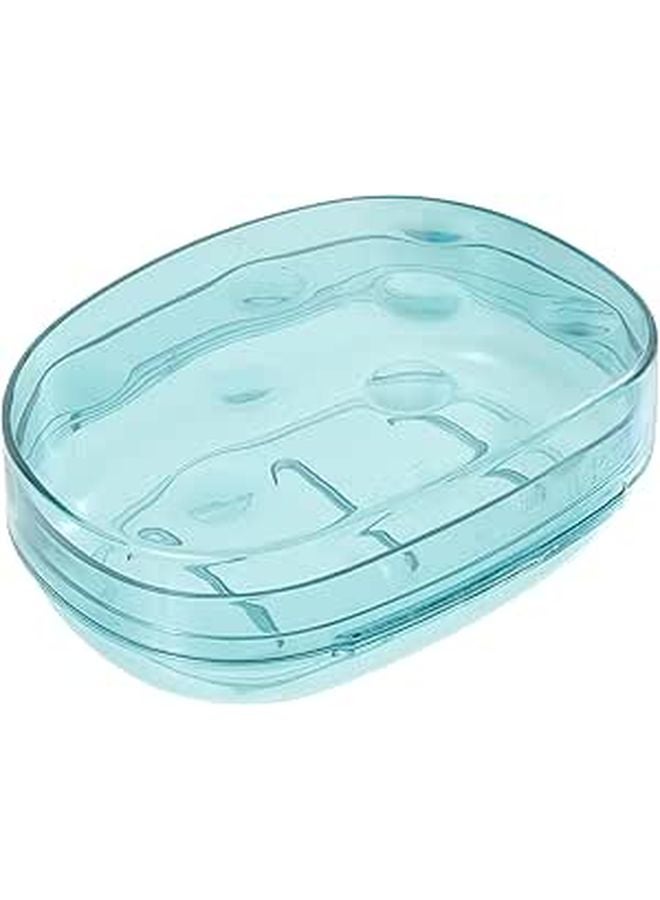 Large Blue Japanese Style Soap Dish with Lid and Drip Tray Double Layer Bathroom Storage Case - Image 1