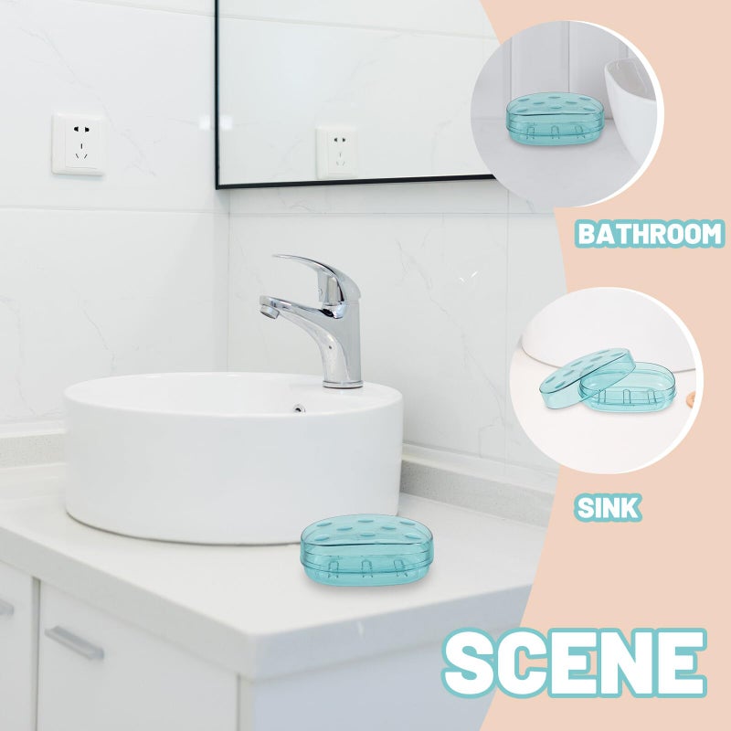 Large Blue Japanese Style Soap Dish with Lid and Drip Tray Double Layer Bathroom Storage Case - Image 5