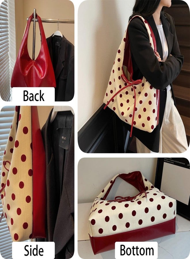 MaxxCloud Polka Dot Bow-Embellished Top-Handle Bag for Women-Underarm Tote,Shoulder Bag&Handbag for Work,Shopping - Image 2