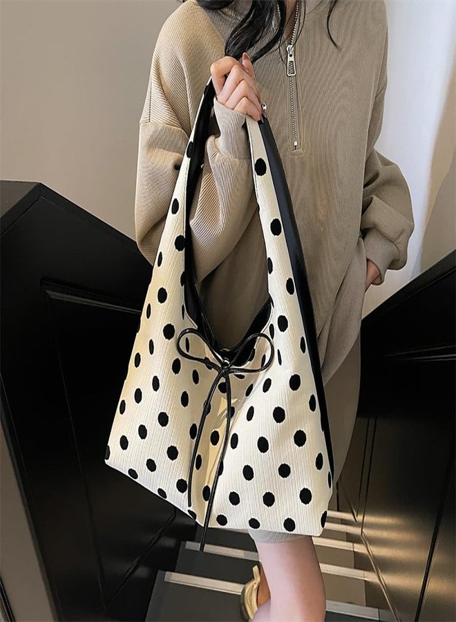 MaxxCloud Polka Dot Bow-Embellished Top-Handle Bag for Women-Underarm Tote,Shoulder Bag&Handbag for Work,Shopping - Image 3