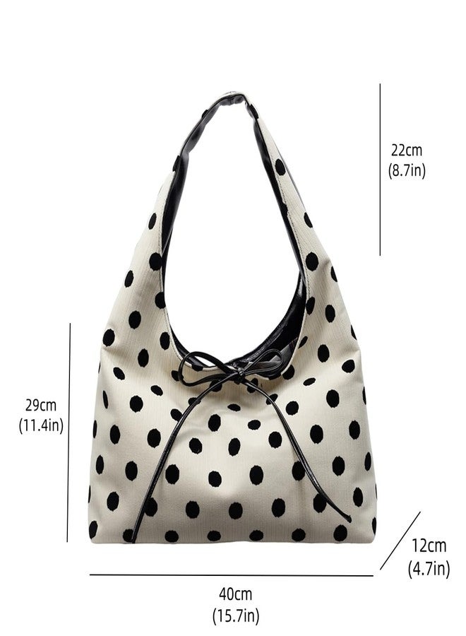 MaxxCloud Polka Dot Bow-Embellished Top-Handle Bag for Women-Underarm Tote,Shoulder Bag&Handbag for Work,Shopping - Image 4