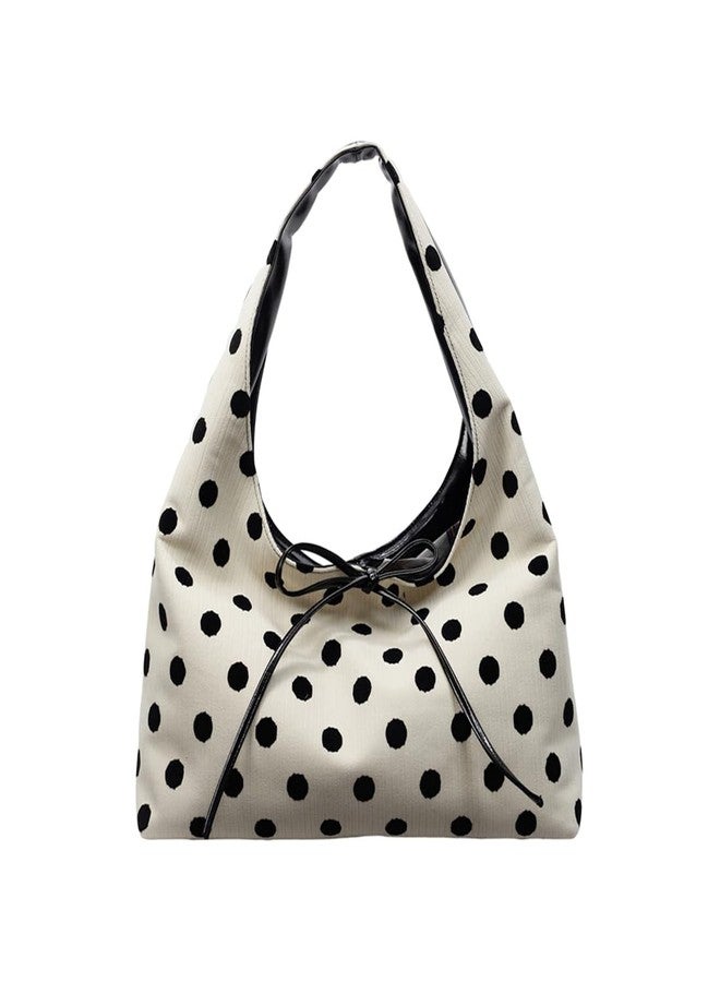 MaxxCloud Polka Dot Bow-Embellished Top-Handle Bag for Women-Underarm Tote,Shoulder Bag&Handbag for Work,Shopping - Image 1