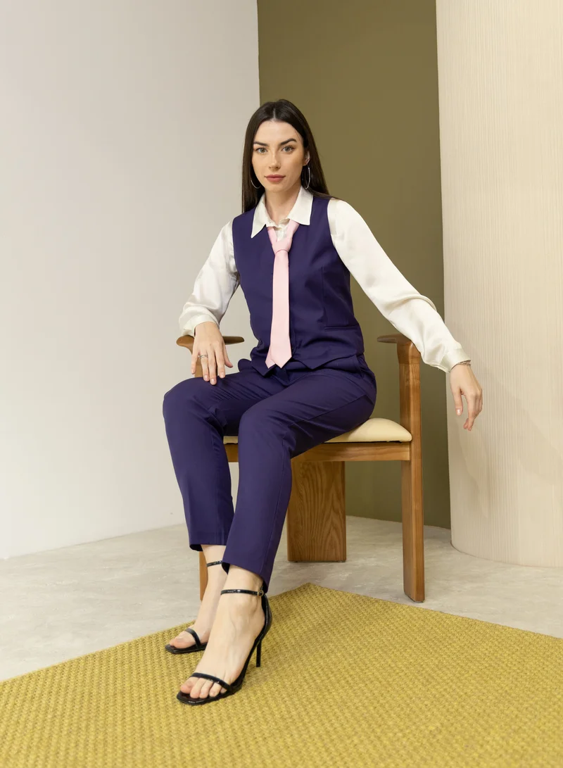 لا لي لي صدرية مفصلة باللون الأرجواني