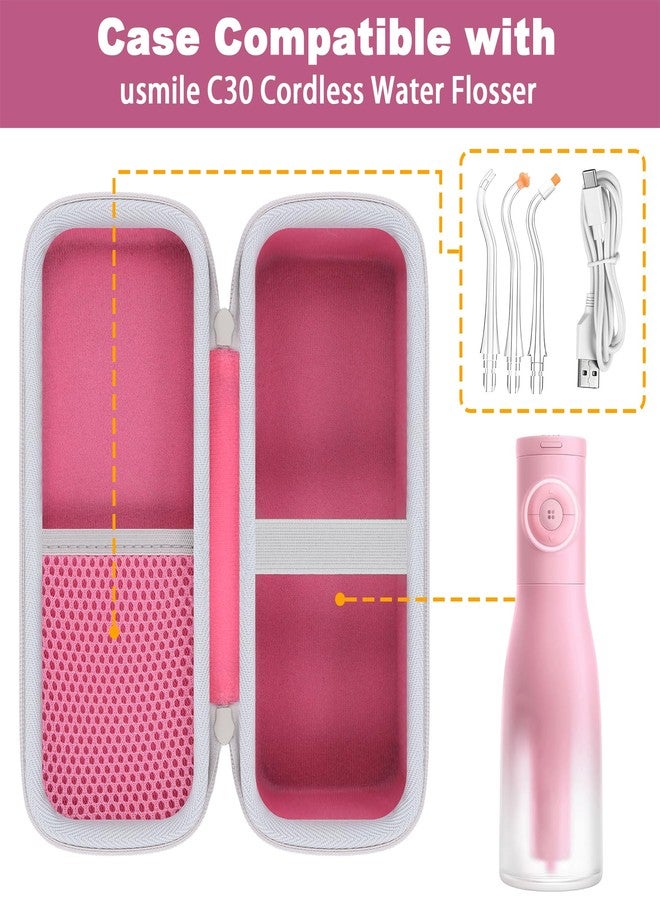 Co2Crea for usmile C30 Cordless Water Flosser Case, Hard Travel Carrying Case Compatible with usmile C30 Cordless Water Flosser Portable Oral Irrigator, Shockproof Storage Bag with Hand Strap, Pink - Image 2