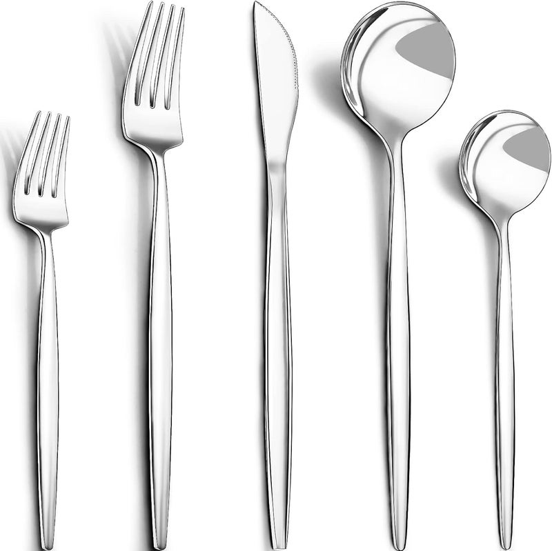 CEKEE 40-Piece Silverware Set for 8, Stainless Steel Flatware Cutlery Set Included Knife Spoon and Fork, Kitchen Utensils Set for Home Hotel Wedding Restaurant - Mirror Polished & Dishwasher Safe - Image 1