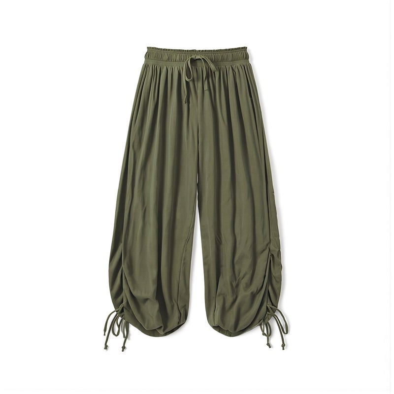 Womens Multi-Use Harem Pants Yoga Lounging Outdoor Travel Beach Trousers Olive Green M - Image 1