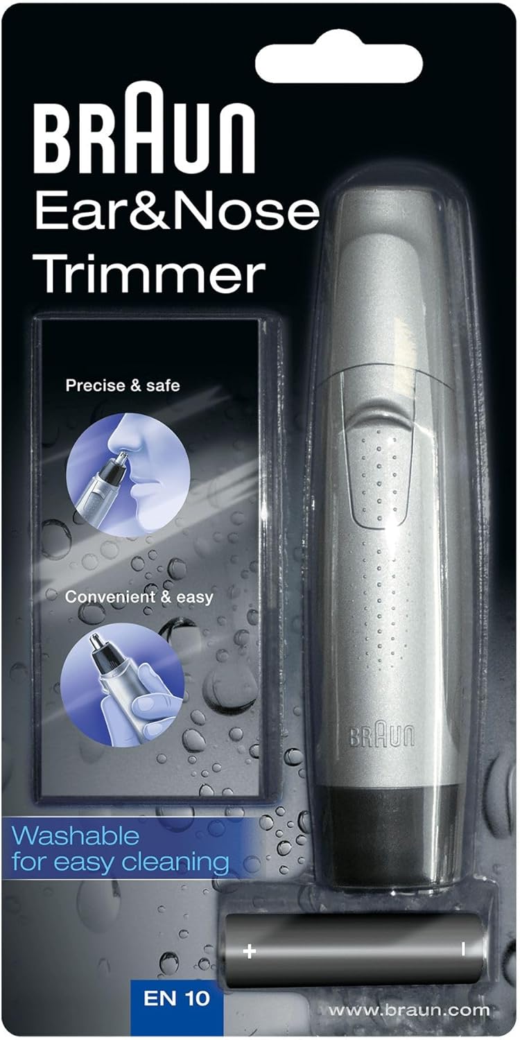 Braun Ear and Nose Hair Removal Trimmer EN 10 - Precise and Safe Grooming Tool silver - Image 1